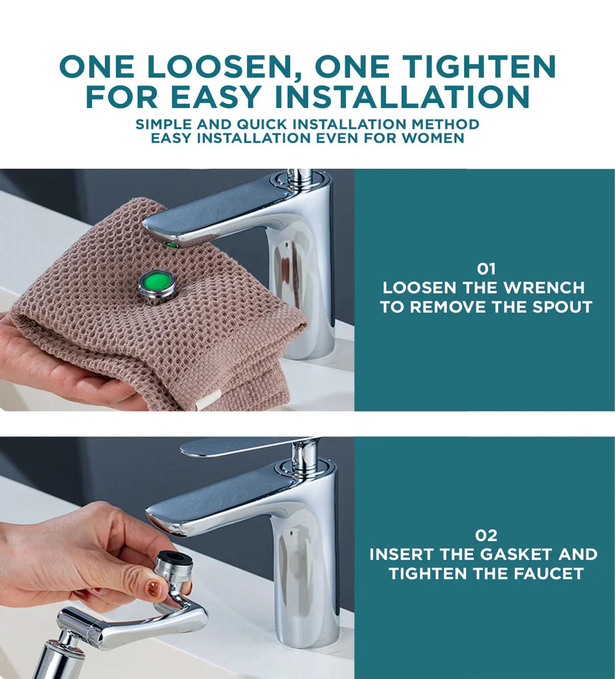 Universal Rotatable Faucet Extender - 1080° Directional