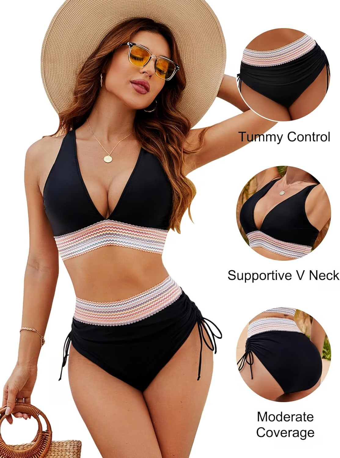 SunChic™ - High Waisted Tummy Control Color Block