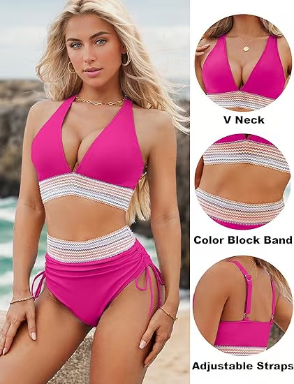 SunChic™ - High Waisted Tummy Control Color Block