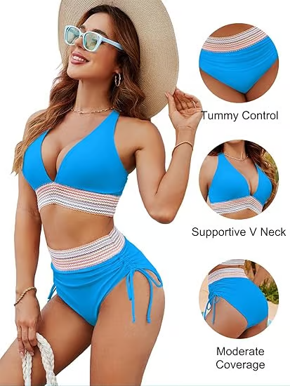 SunChic™ - High Waisted Tummy Control Color Block