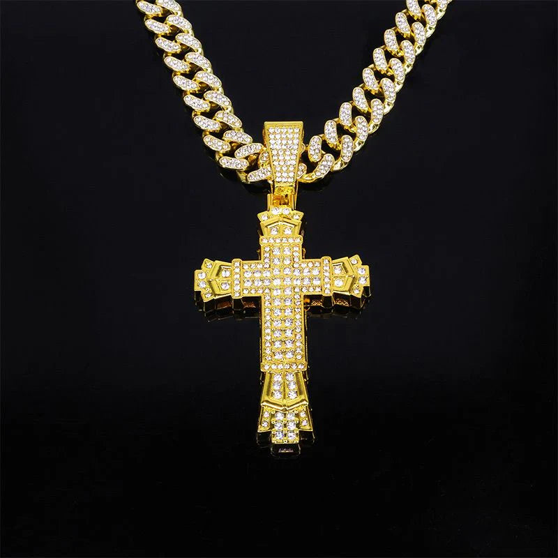 ShimmerLink™ - Full Rhinestone Hip-hop Bold Cross