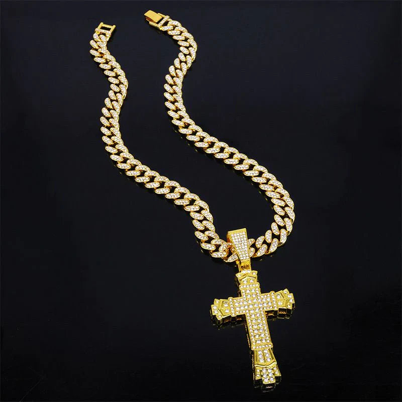 ShimmerLink™ - Full Rhinestone Hip-hop Bold Cross